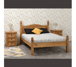 Corona 4FT6 Low End Bedframe - Distressed Waxed Pine | furniture shop carlow, furniture carlow, furniture naas, furniture wexford, furniture ireland, furniture stores dublin