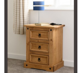 Corona 3 Drawer Bedside - Distressed Waxed Pine | furniture shop carlow, furniture carlow, furniture naas, furniture wexford, furniture ireland, furniture stores dublin
