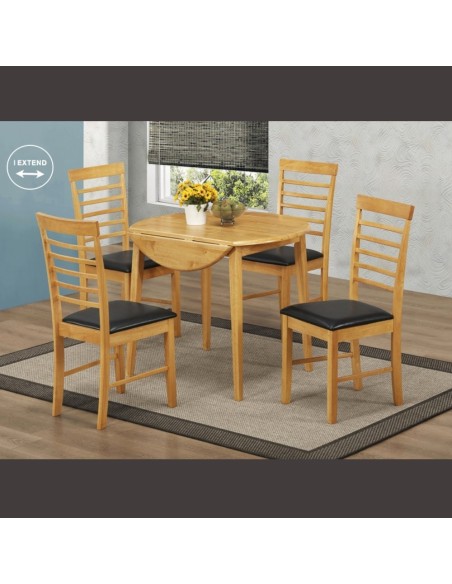 Hanover Round Drop Leaf Dining Set with 4 Chairs - Light Oak