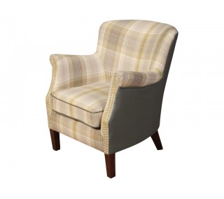Harlow Armchair - Yellow Check Chenille/Leather Air | furniture shop carlow, furniture carlow, furniture naas, furniture wexford, furniture ireland, furniture stores dublin