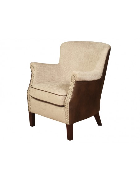 Harlow Fusion Armchair - Mink/Tan Chenille/Leather Air