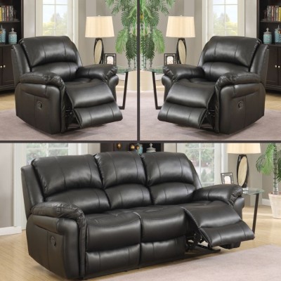 Farnham Manual 3+1+1 Sofa Set - Black
