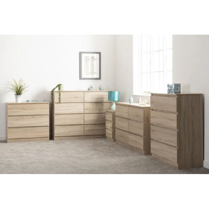 Malvern 3 Drawer Bedside Locker - Sonoma Oak Effect