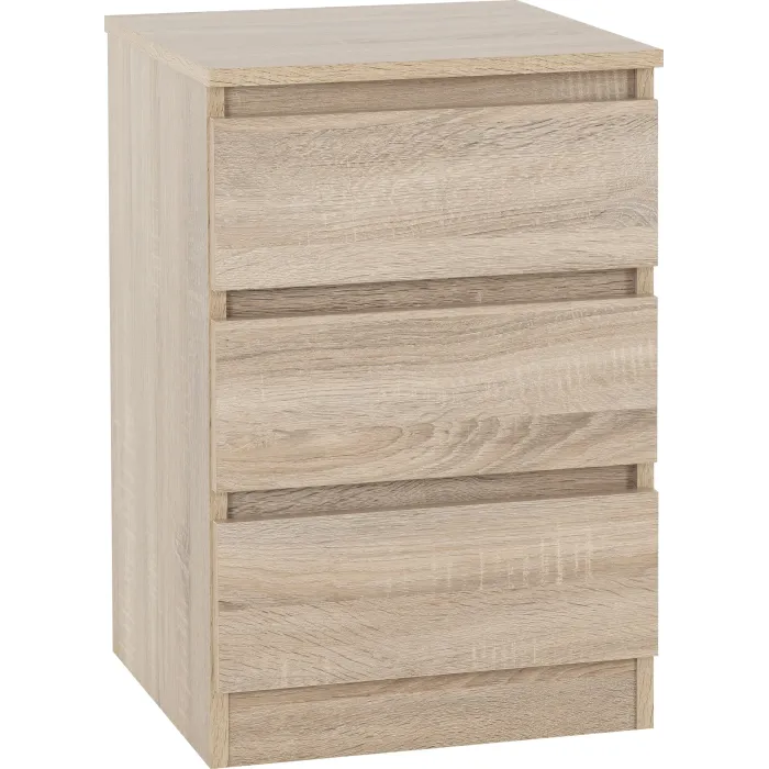 Malvern 3 Drawer Bedside Locker - Sonoma Oak Effect