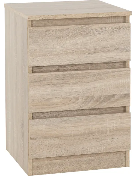 Malvern 3 Drawer Bedside Locker - Sonoma Oak Effect