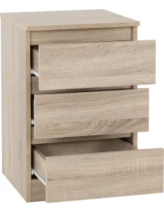 Malvern 3 Drawer Bedside Locker - Sonoma Oak Effect 2