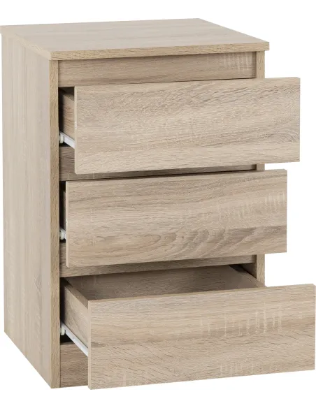 Malvern 3 Drawer Bedside Locker - Sonoma Oak Effect