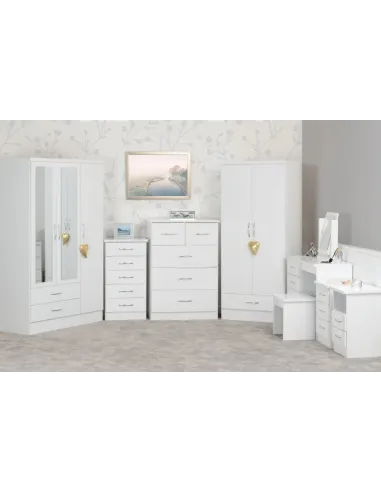 Nevada 4 Door 2 Drawer Wardrobe Bedroom Set - White Gloss