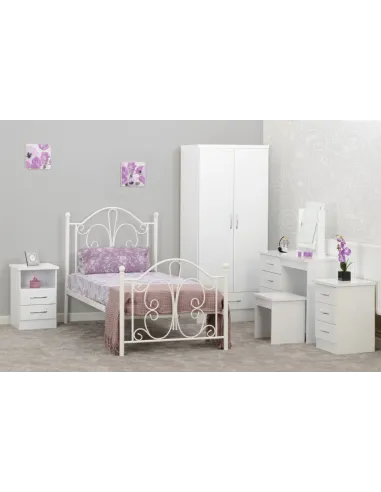 Nevada 4 Door 2 Drawer Wardrobe Bedroom Set - White Gloss