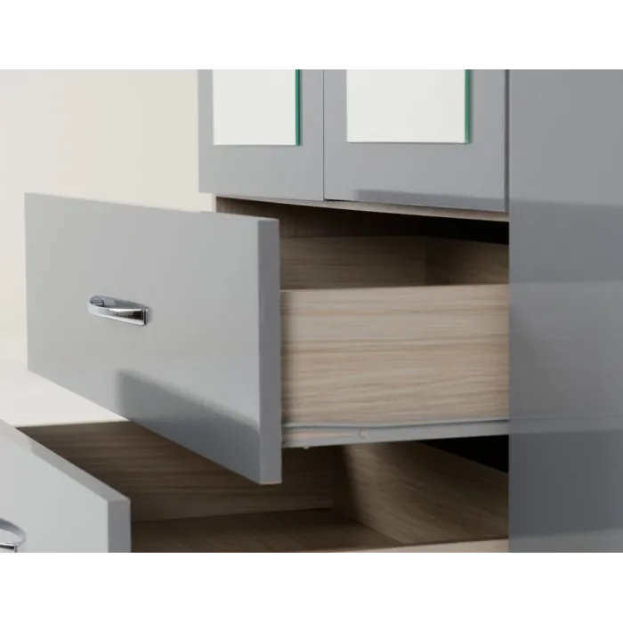 Nevada 4 Door 2 Drawer Wardrobe Bedroom Set - Grey Gloss/Light Oak Effect Veneer