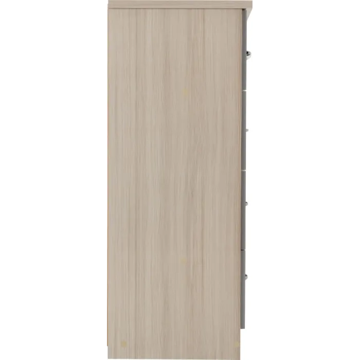 Nevada 4 Door 2 Drawer Wardrobe Bedroom Set - Grey Gloss/Light Oak Effect Veneer