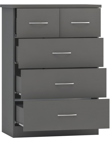 Nevada 3 Door 2 Drawer Wardrobe Bedroom Set - 3D Effect Grey