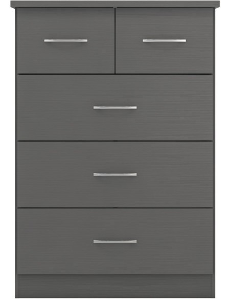 Nevada 3 Door 2 Drawer Wardrobe Bedroom Set - 3D Effect Grey
