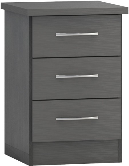 Nevada 3 Door 2 Drawer Wardrobe Bedroom Set - 3D Effect Grey