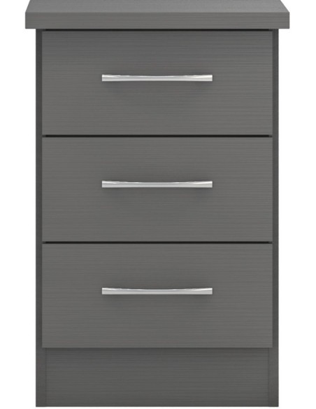 Nevada 3 Door 2 Drawer Wardrobe Bedroom Set - 3D Effect Grey