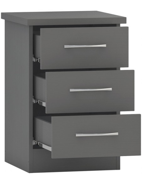 Nevada 3 Door 2 Drawer Wardrobe Bedroom Set - 3D Effect Grey