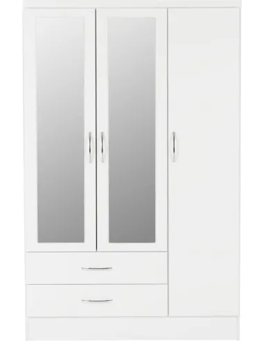 Nevada 3 Door 2 Drawer Wardrobe Bedroom Set - White Gloss
