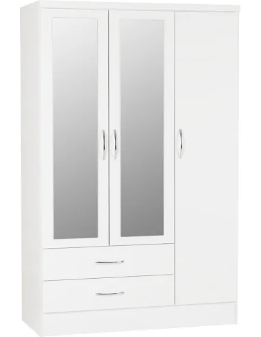 Nevada 3 Door 2 Drawer Wardrobe Bedroom Set - White Gloss