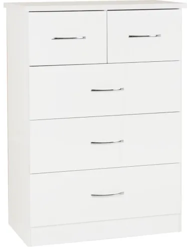 Nevada 3 Door 2 Drawer Wardrobe Bedroom Set - White Gloss