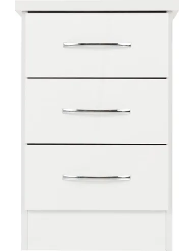 Nevada 3 Door 2 Drawer Wardrobe Bedroom Set - White Gloss