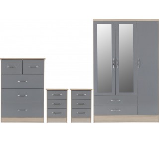 Nevada 3 Door 2 Drawer Wardrobe Wardrobe Bedroom Set - Grey Gloss | wardrobe, beds, headboards for sale, furniture gorey, double bed, beds for sale, cheap furniture ireland, furniture wexford, furniture shop gorey, bedside lockers, cheap beds ireland, furniture shop wexfo