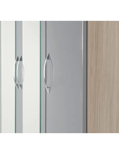 Nevada 3 Door 2 Drawer Wardrobe Bedroom Set - Grey Gloss/Light Oak Effect Veneer