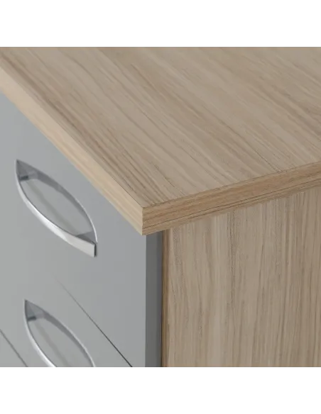 Nevada 3 Door 2 Drawer Wardrobe Bedroom Set - Grey Gloss/Light Oak Effect Veneer