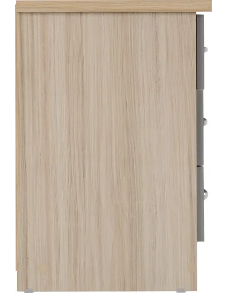 Nevada 3 Door 2 Drawer Wardrobe Bedroom Set - Grey Gloss/Light Oak Effect Veneer
