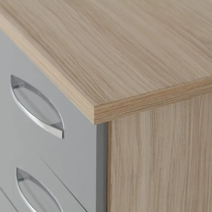 Nevada 2 Door 1 Drawer Wardrobe Bedroom Set - Grey Gloss/Light Oak Effect Veneer