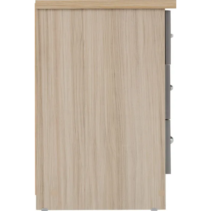 Nevada 2 Door 1 Drawer Wardrobe Bedroom Set - Grey Gloss/Light Oak Effect Veneer