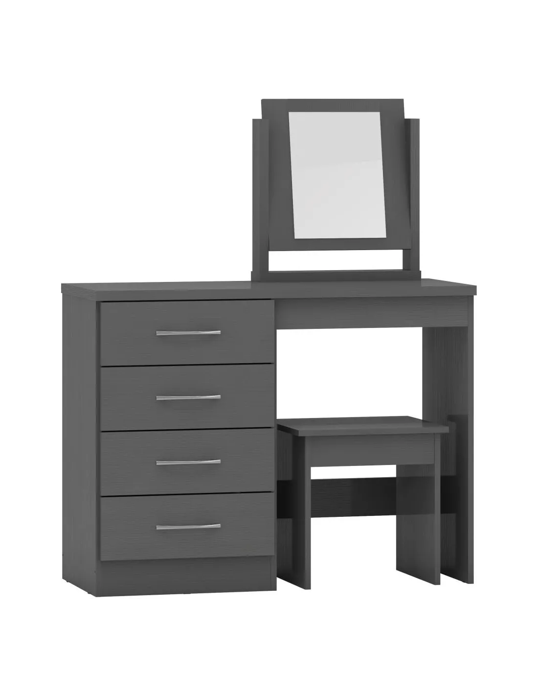 Nevada 4 Drawer Dressing Table Set 3D Effect Grey