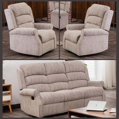 Drancy 3+1+1 Manual Recliner Sofa Set - Natural