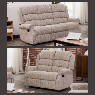Drancy 3+2 Manual Recliner Sofa Set - Natural