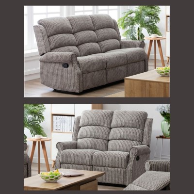 Drancy 3+2 Manual Recliner Sofa Set - Latte
