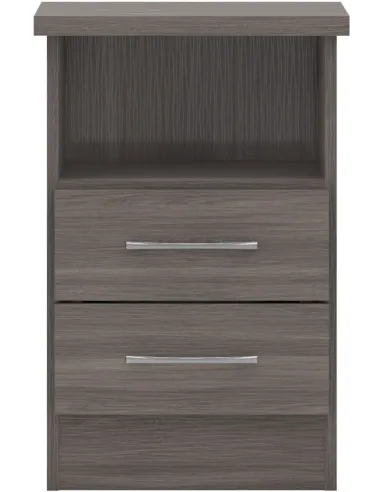 Nevada 2 Drawer Bedside Cabinet - Black Wood Grain