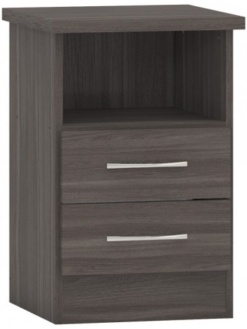 Nevada 2 Drawer Bedside Cabinet - Black Wood Grain