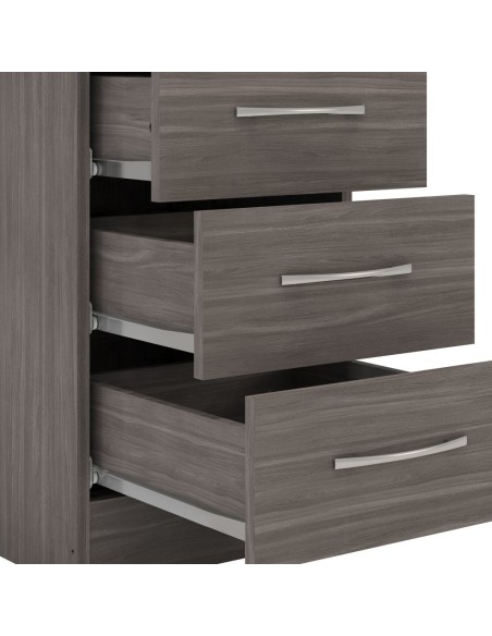 Nevada 3 Drawer Bedside Locker - Black  Wood Grain
