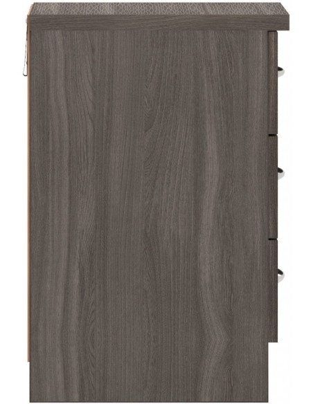 Nevada 3 Drawer Bedside Locker - Black  Wood Grain