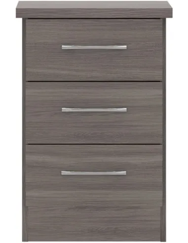 Nevada 3 Drawer Bedside Locker - Black  Wood Grain