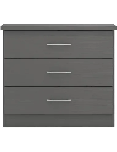 Nevada 3 Drawer Chest - 3D Effect Grey