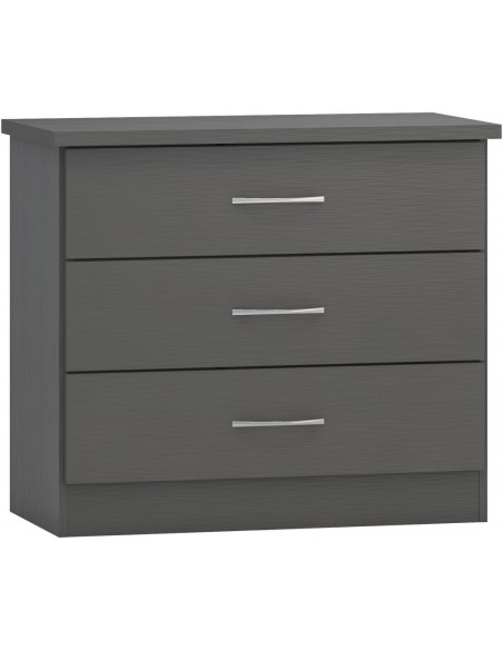 Nevada 3 Drawer Chest - 3D Effect Grey