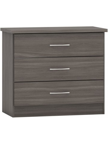 Nevada 3 Drawer Chest - Black Wood Grain