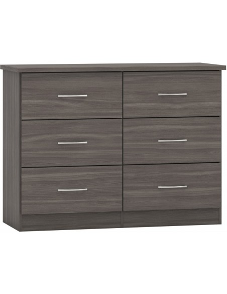 Nevada 6 Drawer Chest - Black Wood Grain