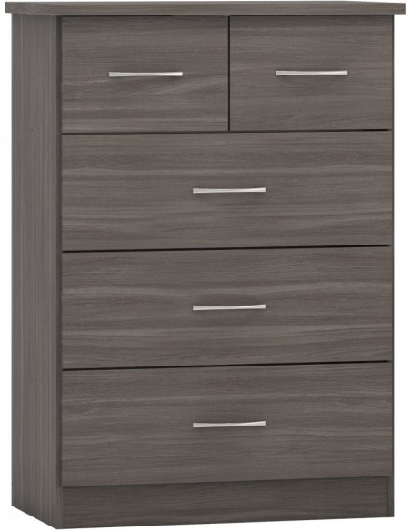 Nevada 3+2 Drawer Chest - Black Wood Grain