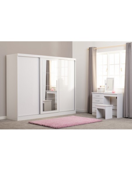 Nevada 3 Door Sliding Wardrobe - White Gloss