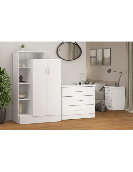 Nevada Petite Open Shelf Wardrobe - White Gloss