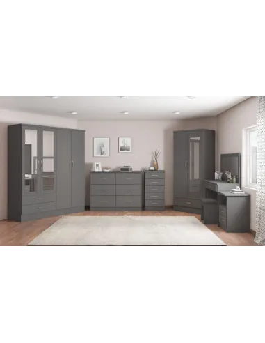 Nevada Mirrored 2 Door Wardrobe - 3D Effect Grey