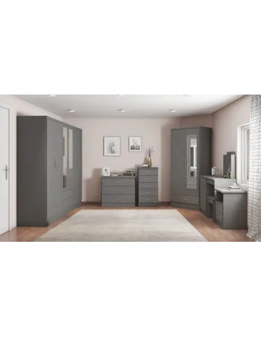 Nevada Mirrored 2 Door Wardrobe - 3D Effect Grey