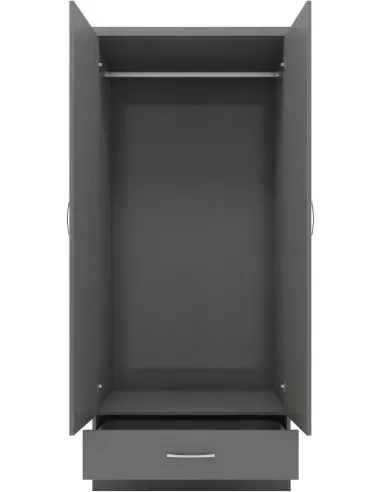 Nevada Mirrored 2 Door Wardrobe - 3D Effect Grey