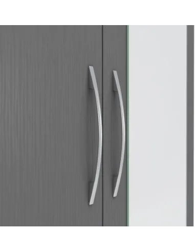Nevada Mirrored 2 Door Wardrobe - 3D Effect Grey